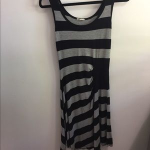 Mystree Striped Tank Dress | Black & Gray | S